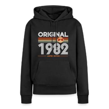 1982 - Frauen Premium Bio Hoodie - Schwarz - Vorne - Julia (174cm)