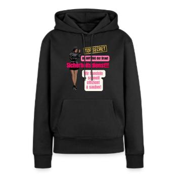 JGA - Frauen Premium Bio Hoodie - Schwarz - Vorne - Julia (174cm)