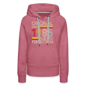 1985 - Frauen Premium Bio Hoodie - Malve - Vorne - Isabella (175cm)