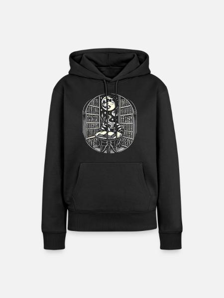 Mitternachtskaffee Bücher Tattoo Kunst - Frauen Premium Bio Hoodie - Schwarz