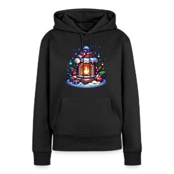 Cheminée de Noël Moche Noël - Sweat à capuche Premium bio Femme - noir - Devant - Julia (174cm)