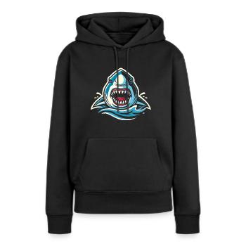 Heftiger Haibiss IllustrationHeftiger Haibiss I - Frauen Premium Bio Hoodie - Schwarz - Vorne - Julia (174cm)