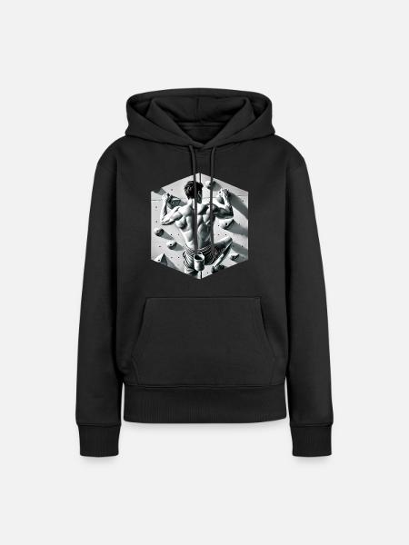 Graustufen-Kletterer-Illustration - Frauen Premium Bio Hoodie - Schwarz