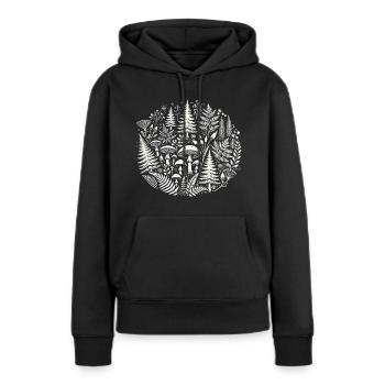 Illustration complexe de la nature de la forêt - Sweat à capuche Premium bio Femme - noir - Devant - Julia (174cm)