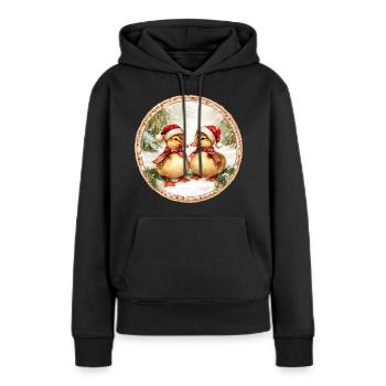 Caneton de Noël - Sweat à capuche Premium bio Femme - noir - Devant - Julia (174cm)