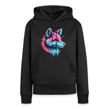 Neon Fox Glow Künstlerisches Design - Frauen Premium Bio Hoodie - Schwarz - Vorne - Julia (174cm)