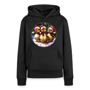 Entchen Weihnachtsmann - Frauen Premium Bio Hoodie - Schwarz - Vorne - Julia (174cm)