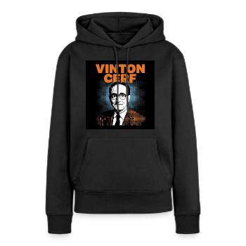 Patrimoine de l’Humanité - Vinton Cerf - Sweat à capuche Premium bio Femme - noir - Devant - Julia (174cm)
