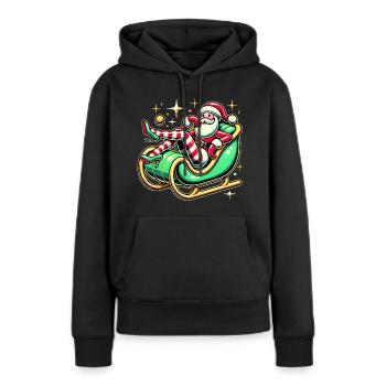 Sassy Santa Lounging on Sleigh - Women’s Premium Organic Hoodie - black - Front - Julia (174cm)