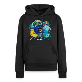 Nounours Urban - Sweat à capuche Premium bio Femme - noir - Devant - Julia (174cm)
