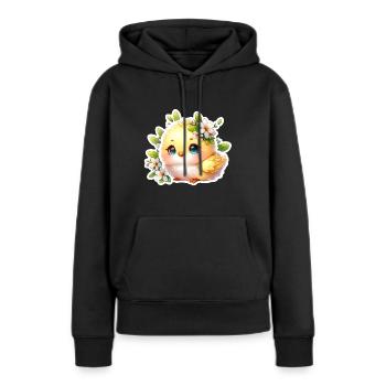 Poussin de Pâques doux avec des fleurs de printemps - Sweat à capuche Premium bio Femme - noir - Devant - Julia (174cm)