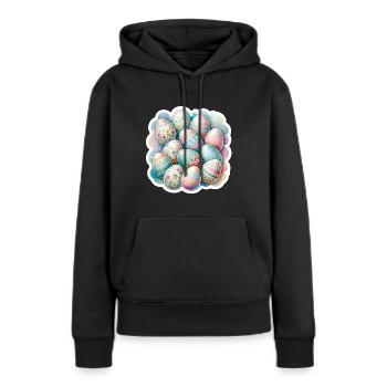 Un ensemble de jolis œufs de Pâques aquarellés - Sweat à capuche Premium bio Femme - noir - Devant - Julia (174cm)