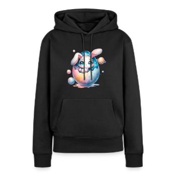 Chibi Space Bunny Sitting In a Cracked Easter Egg - Women’s Premium Organic Hoodie - black - Front - Julia (174cm)