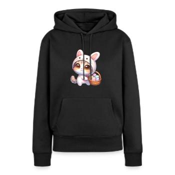 Cat In a Bunny Outfit With Easter Basket - Women’s Premium Organic Hoodie - black - Front - Julia (174cm)