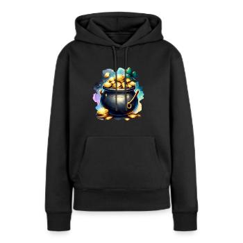 St. Patrick's Day Kessel aus Gold - Frauen Premium Bio Hoodie - Schwarz - Vorne - Julia (174cm)