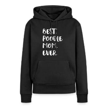 Caniche de pudel - Sweat à capuche Premium bio Femme - noir - Devant - Julia (174cm)