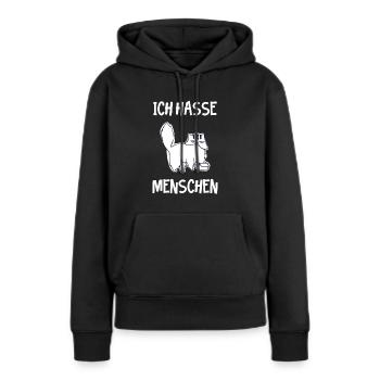 Katze Hasst Menschen Ich Hasse Menschen - Frauen Premium Bio Hoodie - Schwarz - Vorne - Julia (174cm)
