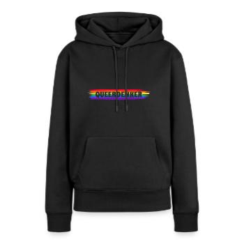 Penseur queer - Sweat à capuche Premium bio Femme - noir - Devant - Julia (174cm)