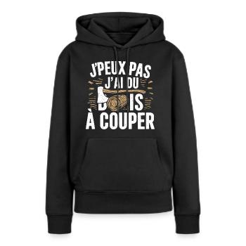 Ich kann nicht, ich habe Holz zum Schneiden - Frauen Premium Bio Hoodie - Schwarz - Vorne - Julia (174cm)