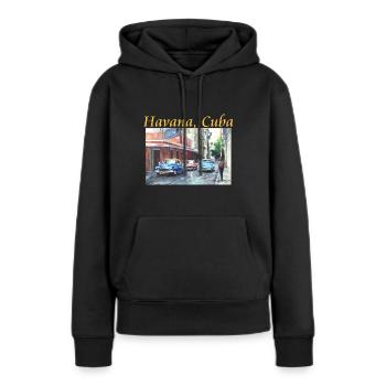 La Havane Cuba Floridita Art - Sweat à capuche Premium bio Femme - noir - Devant - Julia (174cm)
