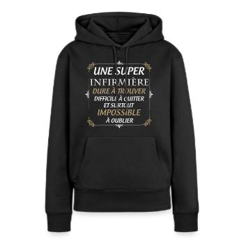 Ma Super Infirmière Préférée - Sweat à capuche Premium bio Femme - noir - Devant - Julia (174cm)