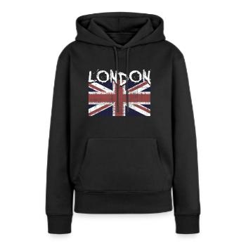 Londres - Sweat à capuche Premium bio Femme - noir - Devant - Julia (174cm)