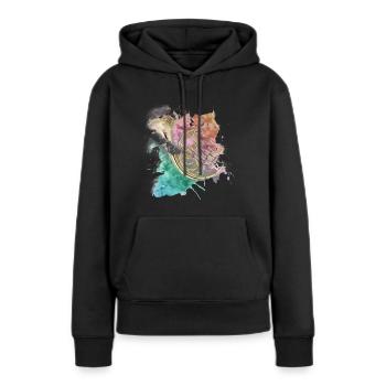corne - Sweat à capuche Premium bio Femme - noir - Devant - Julia (174cm)