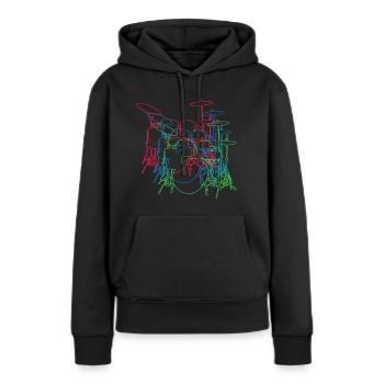 Trommel - Frauen Premium Bio Hoodie - Schwarz - Vorne - Julia (174cm)
