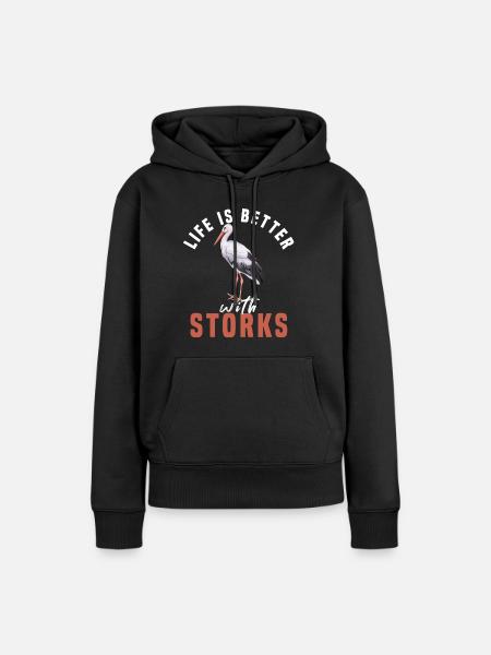 Storch - Frauen Premium Bio Hoodie - Schwarz