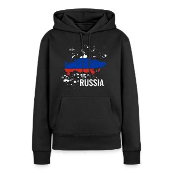 Russie - Sweat à capuche Premium bio Femme - noir - Devant - Julia (174cm)