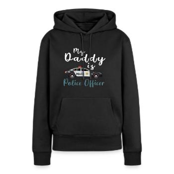 Officier de police - Sweat à capuche Premium bio Femme - noir - Devant - Julia (174cm)