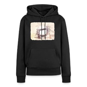 London England Tower Bridge - Frauen Premium Bio Hoodie - Schwarz - Vorne - Julia (174cm)