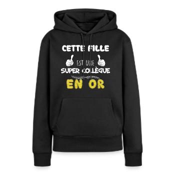 Fille Super Collègue En Or - Sweat à capuche Premium bio Femme - noir - Devant - Julia (174cm)