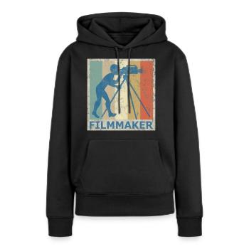 Rétro vintage style caméra caméra film - Sweat à capuche Premium bio Femme - noir - Devant - Julia (174cm)