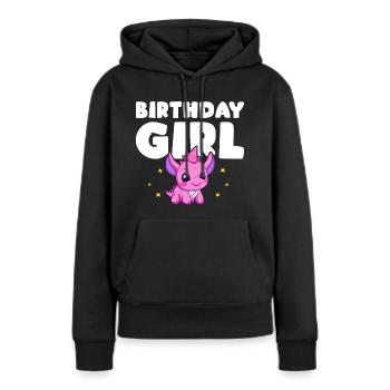 Anniversaire Fille Dinosaure Fête Enfant - Sweat à capuche Premium bio Femme - noir - Devant - Julia (174cm)