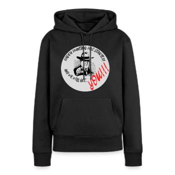 Happy Hunting! - Frauen Premium Bio Hoodie - Schwarz - Vorne - Julia (174cm)