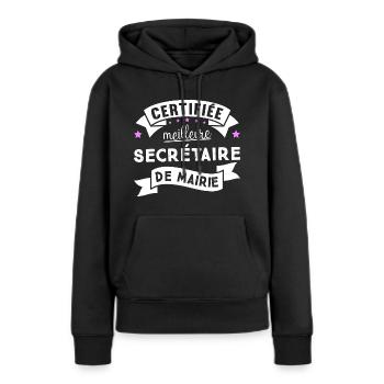 Secrétaire de mairie cadeau pour secrétaire - Sweat à capuche Premium bio Femme - noir - Devant - Julia (174cm)