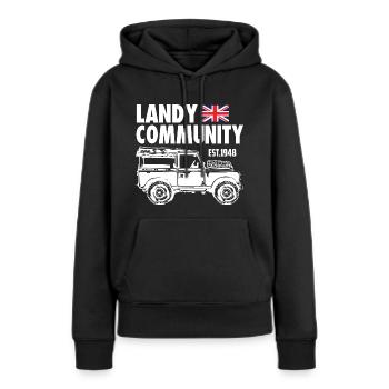 Landy Community - Sweat à capuche Premium bio Femme - noir - Devant - Julia (174cm)