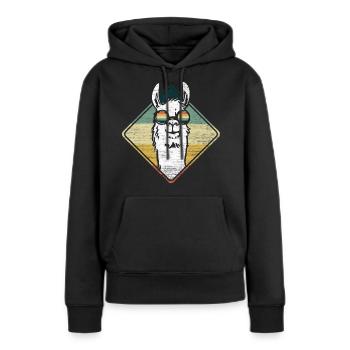 Lama Llama Alpaga - Sweat à capuche Premium bio Femme - noir - Devant - Julia (174cm)