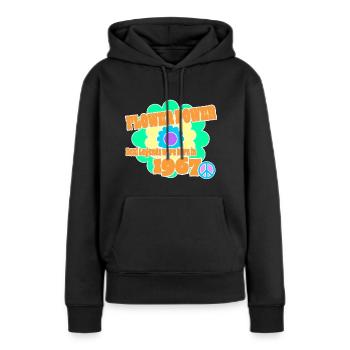 Flower Power Année de naissance 1967 Peace Flower Hippie - Sweat à capuche Premium bio Femme - noir - Devant - Julia (174cm)