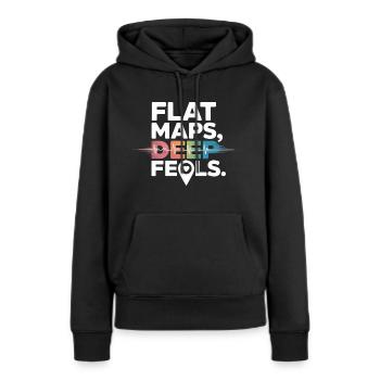 Flache Karten Deep Feels Geografie Kartografie - Frauen Premium Bio Hoodie - Schwarz - Vorne - Julia (174cm)