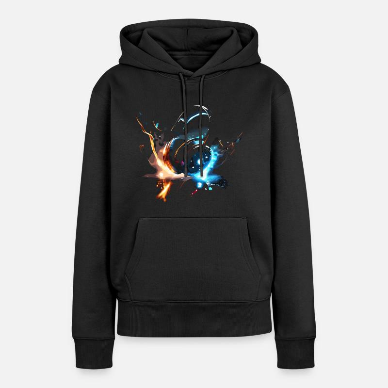 Cuffie con design spaziale incandescente - Felpa con cappuccio ecologica premium da donna - nero
