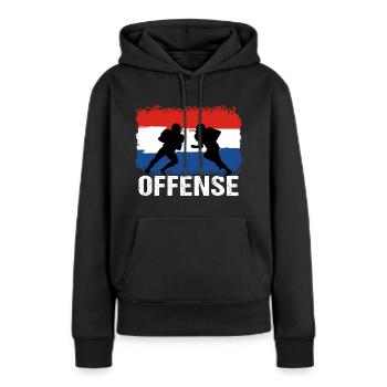 Football américain Pays-Bas Offensive - Sweat à capuche Premium bio Femme - noir - Devant - Julia (174cm)