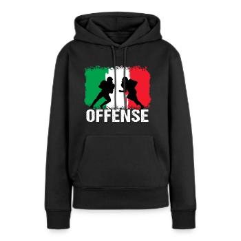 Football américain Italie Offensive - Sweat à capuche Premium bio Femme - noir - Devant - Julia (174cm)