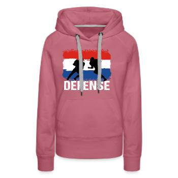 American Football Niederlande Defense - Frauen Premium Bio Hoodie - Malve - Vorne - Isabella (175cm)