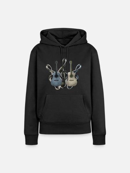 Gitarren Notenschlüssel - Frauen Premium Bio Hoodie - Schwarz