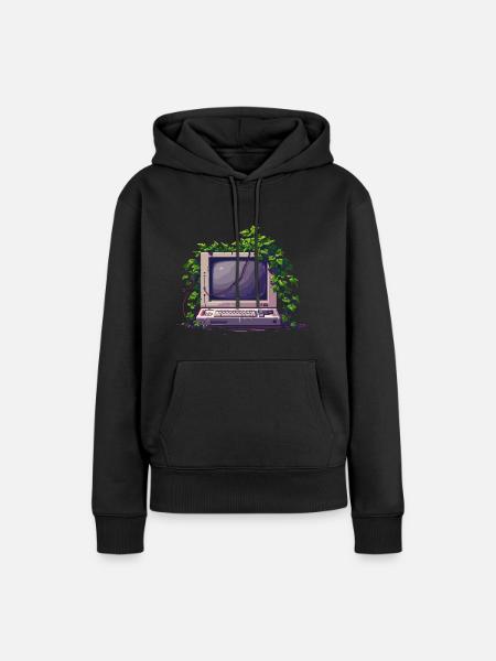 Old Pixel Computer - Frauen Premium Bio Hoodie - Schwarz