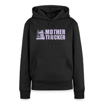 mère Trucker - Sweat à capuche Premium bio Femme - noir - Devant - Julia (174cm)