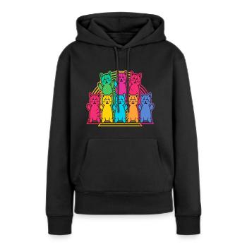 Rainbow Cat Rave Summer Festival - Women’s Premium Organic Hoodie - black - Front - Julia (174cm)