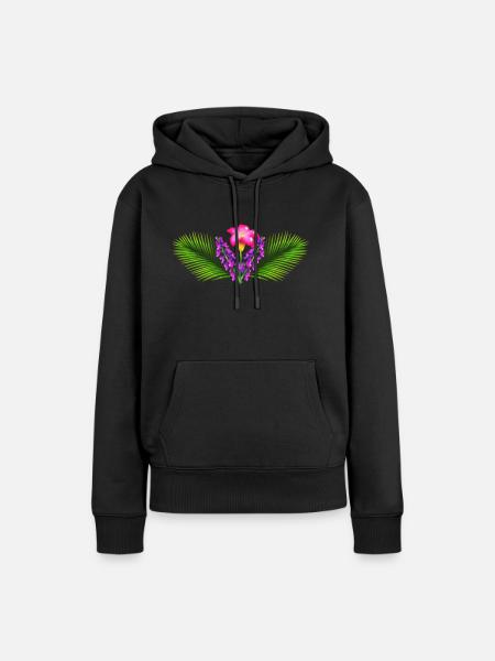 Kleidung mit Blumen - Frauen Premium Bio Hoodie - Schwarz